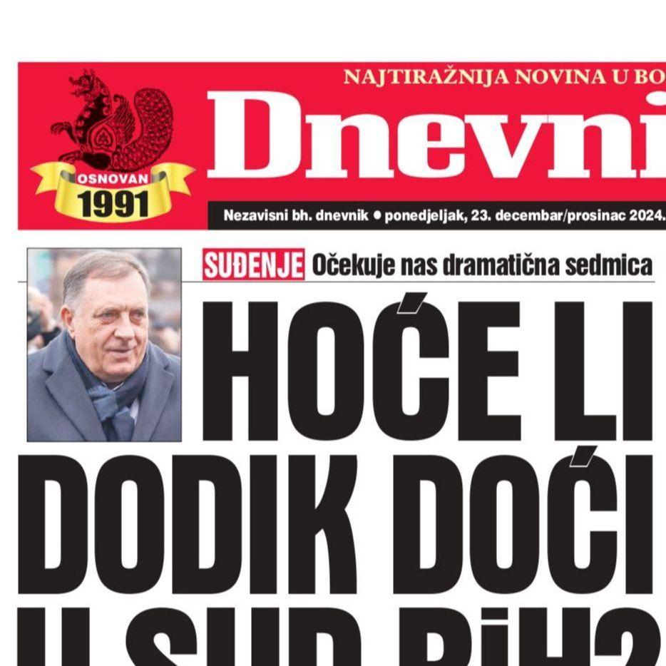 U današnjem "Dnevnom avazu" čitajte da li će Dodik doći u Sud