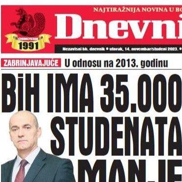 U današnjem "Dnevnom avazu" čitajte: BiH ima 35.000 studenata manje