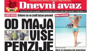 Danas u "Dnevnom avazu" čitajte: Od maja više penzije