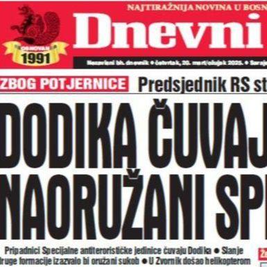 U današnjem "Dnevnom avazu" čitajte kako Dodik strahuje od hapšenja: Čuvaju ga teško naoružani specijalci