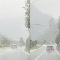 Video / Veliko nevrijeme na putu Mostar - Jablanica, padaju snažna kiša i grad