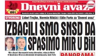 U dvobroju "Dnevnog avaza" čitajte izjave lidera Trojke, Nermina Nikšića i Edina Forte o napuštanju koalicije sa SNSD-om