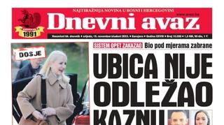 Danas u "Dnevnom avazu" čitajte: Ubica nije odležao kaznu