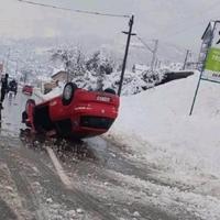 Haos na ulazu u Priboj: Automobil auto-škole se prevrnuo na krov 