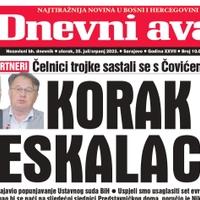 U današnjem "Dnevnom avazu" čitajte: Korak ka deeskalaciji