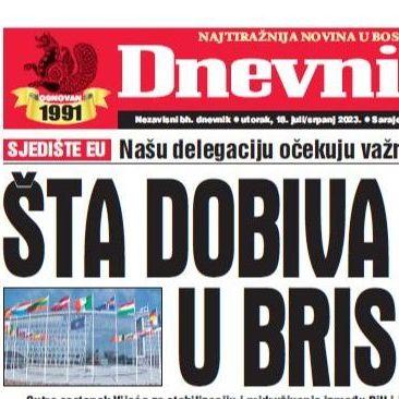 U današnjem "Dnevnom avazu" čitajte: Šta dobiva BiH u Briselu